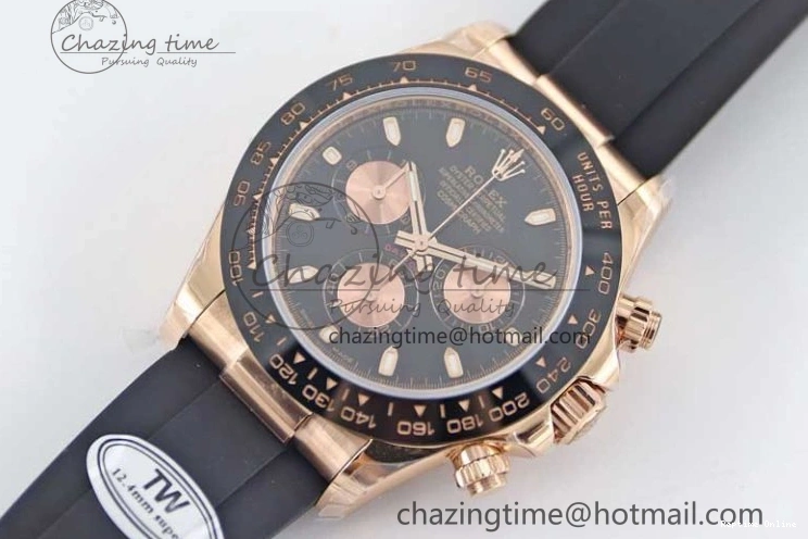 0117 Daytona 116515 RG TWF 1:1 Best Edition 904L Steel Black RG Dial on Oysterflex Strap A Popular 2415